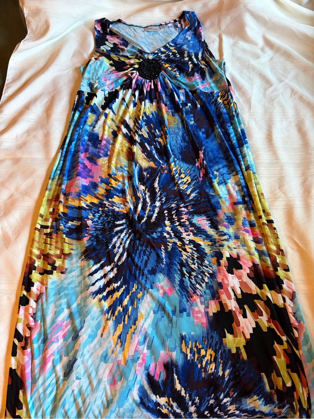Avenue Blue Multicolor Abstract Print Maxi Skirt